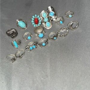 Turquoise and Silver Ring 17pc Set